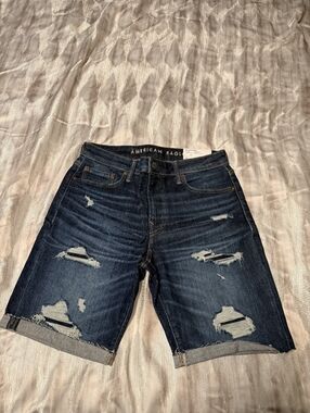 American Eagle Outfitters Dark Blue Distressed Denim Shorts-- NWT!